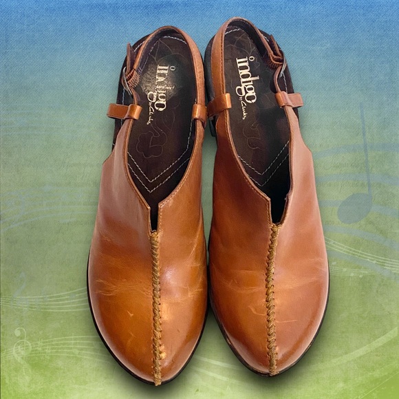 Indigo by Clarks Leather Split Seam Platform Mules Clogs Heels Slingback SZ 6M - Picture 7 of 11